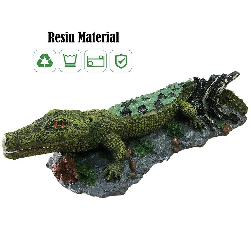 SLOCME Aquarium Alligator Air Bubbler Decorations - Aerating Action Crocodile Ornament, Oxygen Bubble Resin Crafts for Aquarium Fish Tank Decor - Image 4